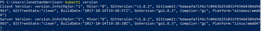 kubectl version information